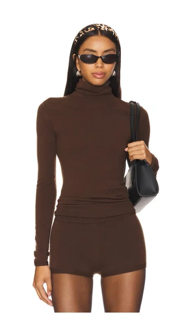 Wolford The Merino Long Sleeve Top In Brown