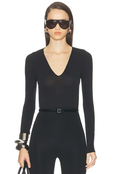 Wolford The V Neck Bodysuit In Black