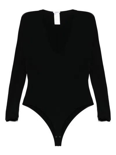 Wolford V-necked Bodysuit Long Sleeves In Black