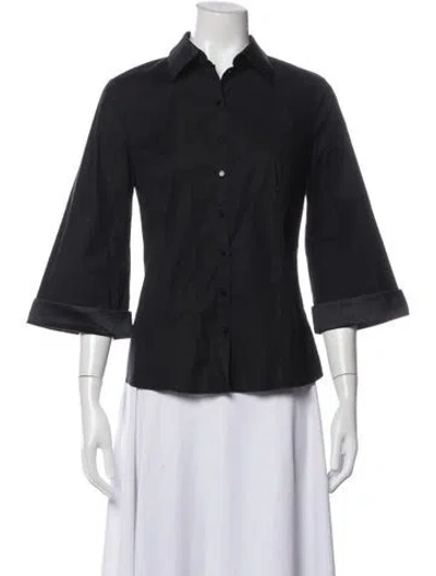 Pre-owned Wolford Three-quarter Sleeve Button-up Top In Black