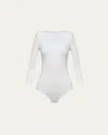 Wolford Tokio 3/4-sleeve String Bodysuit In White