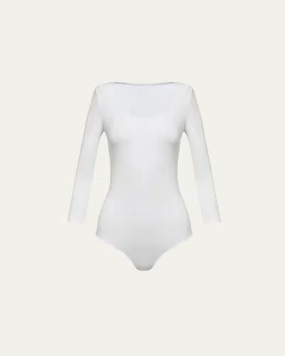 Wolford Tokio 3/4-sleeve String Bodysuit In White