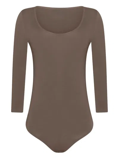 Wolford Tokio Slim Fit Stretch String Bodysuit In Brown