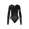 Wolford Rose Net Bodysuit In Black