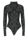 Wolford Floral-jacquard Metallic Bodysuit In Black
