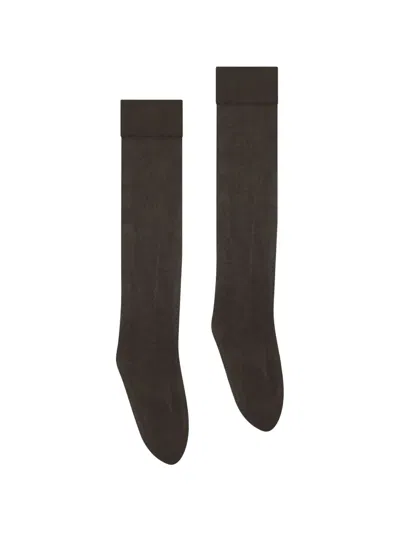 Wolford Touch Satin Knee-high Socks In Brown