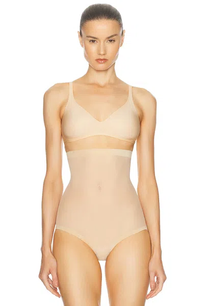 Wolford Tulle Control High Waisted Panty In Clay