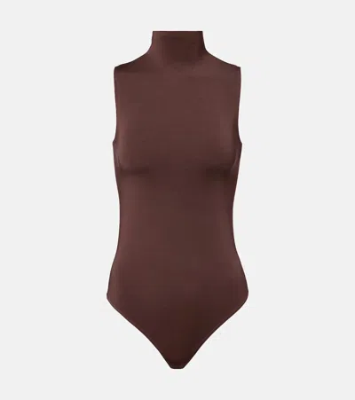 Wolford Turtleneck Bodysuit In Brown