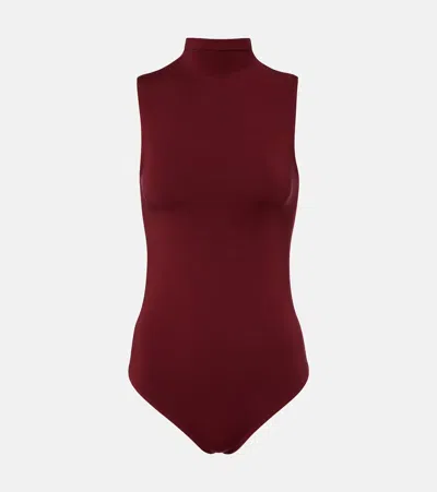 Wolford Turtleneck Bodysuit In Burgundy