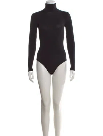 Pre-owned Wolford Turtleneck Long Sleeve Bodysuit In Black