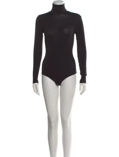 Pre-owned Wolford Turtleneck Long Sleeve Bodysuit In Black