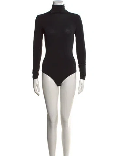 Pre-owned Wolford Turtleneck Long Sleeve Bodysuit In Black