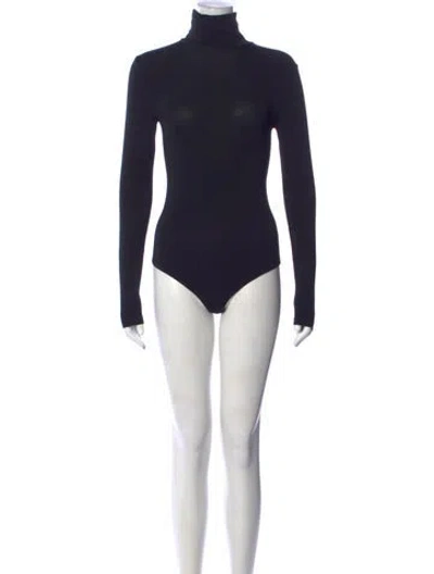 Pre-owned Wolford Turtleneck Long Sleeve Bodysuit In Black