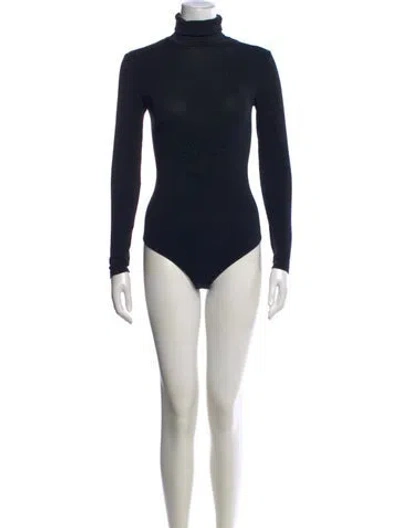 Pre-owned Wolford Turtleneck Long Sleeve Bodysuit In Black