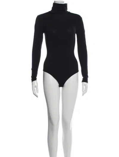Pre-owned Wolford Turtleneck Long Sleeve Bodysuit In Black