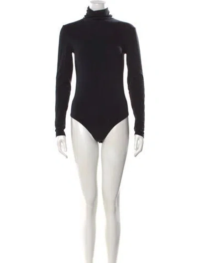 Pre-owned Wolford Turtleneck Long Sleeve Bodysuit In Black