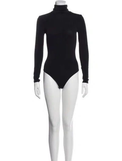 Pre-owned Wolford Turtleneck Long Sleeve Bodysuit In Blue