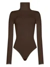 Wolford Colorado Turtleneck Thong Bodysuit In Brown