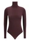 Wolford Turtleneck Long-sleeve Bodysuit In Brown