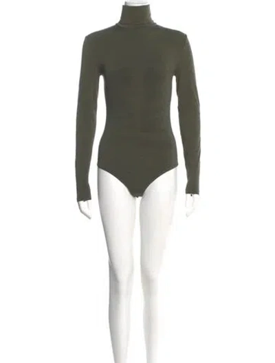 Pre-owned Wolford Turtleneck Long Sleeve Bodysuit In Green