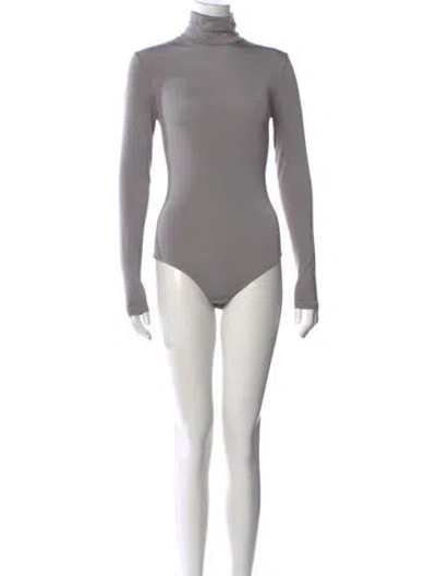 Pre-owned Wolford Turtleneck Long Sleeve Bodysuit In Grey