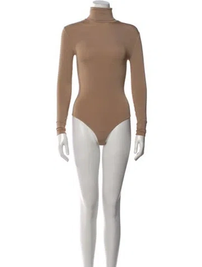 Pre-owned Wolford Turtleneck Long Sleeve Bodysuit In Neutral