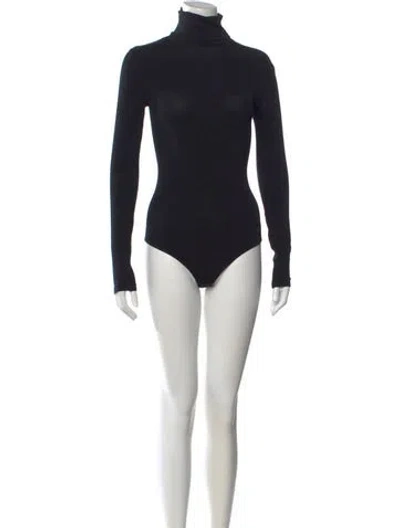 Pre-owned Wolford Turtleneck Long Sleeve Bodysuit W/ Tags In Black