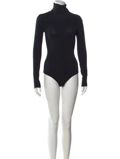 Pre-owned Wolford Turtleneck Long Sleeve Bodysuit W/ Tags In Black