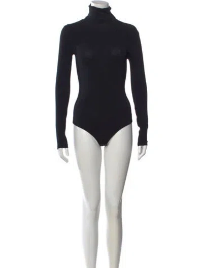 Pre-owned Wolford Turtleneck Long Sleeve Bodysuit W/ Tags In Black