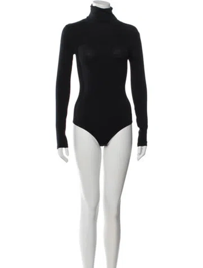 Pre-owned Wolford Turtleneck Long Sleeve Bodysuit W/ Tags In Black