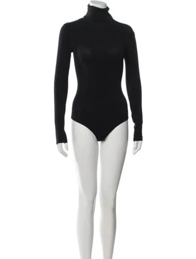 Pre-owned Wolford Turtleneck Long Sleeve Bodysuit W/ Tags In Black