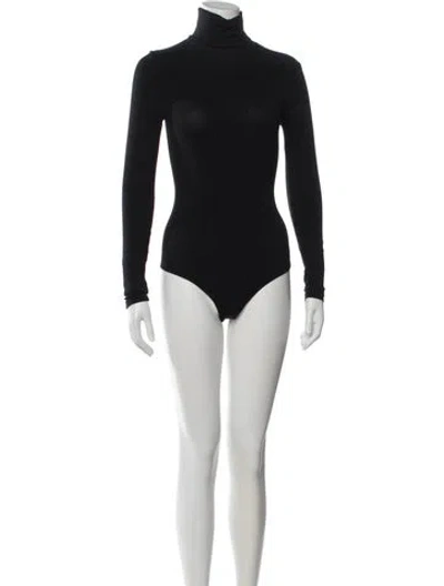 Pre-owned Wolford Turtleneck Long Sleeve Bodysuit W/ Tags In Black