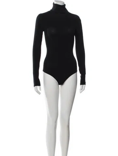 Pre-owned Wolford Turtleneck Long Sleeve Bodysuit W/ Tags In Black