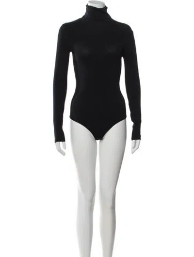 Pre-owned Wolford Turtleneck Long Sleeve Bodysuit W/ Tags In Black