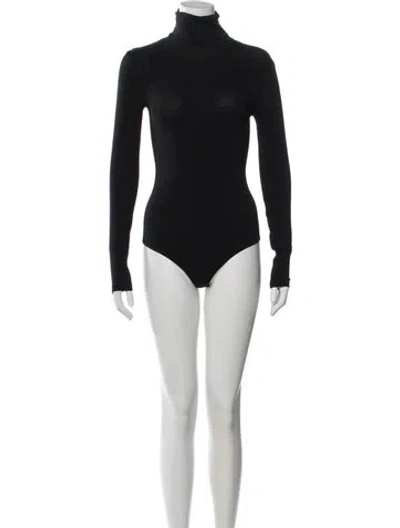 Pre-owned Wolford Turtleneck Long Sleeve Bodysuit W/ Tags In Black