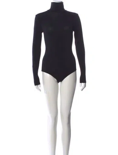 Pre-owned Wolford Turtleneck Long Sleeve Bodysuit W/ Tags In Black