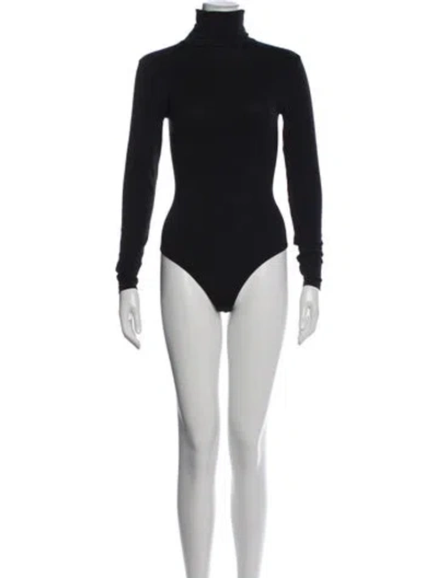 Pre-owned Wolford Turtleneck Long Sleeve Bodysuit W/ Tags In Black