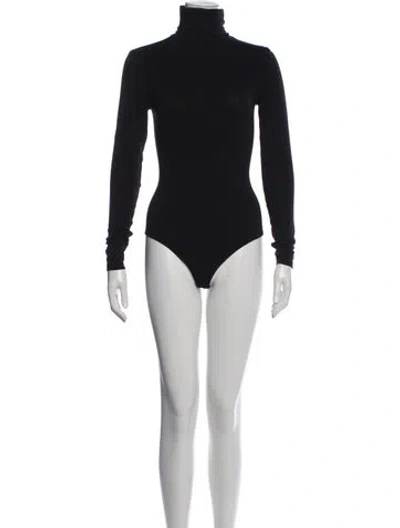Pre-owned Wolford Turtleneck Long Sleeve Bodysuit W/ Tags In Black