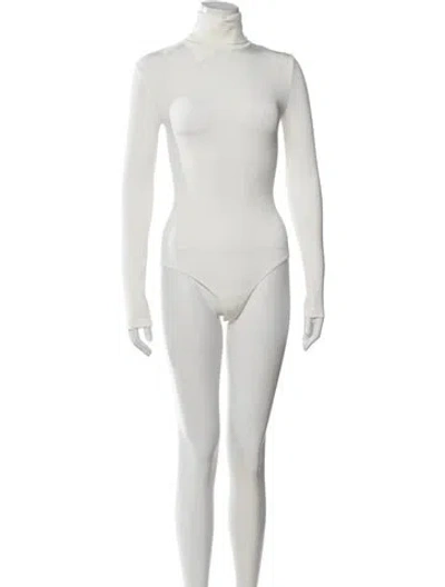 Pre-owned Wolford Turtleneck Long Sleeve Bodysuit W/ Tags In Neutral