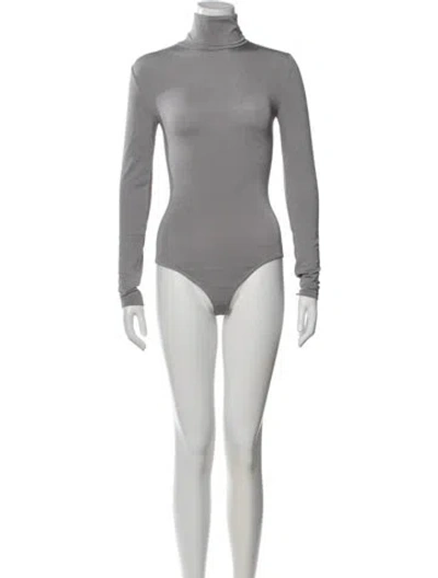 Pre-owned Wolford Turtleneck Long Sleeve Bodysuit W/ Tags In Purple