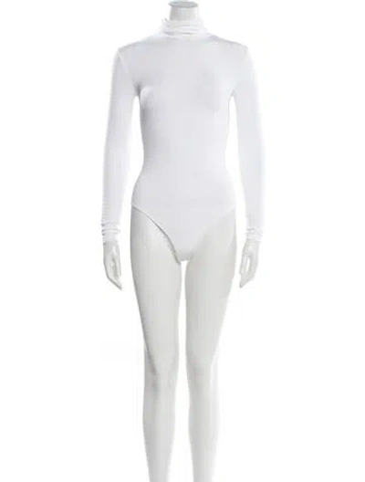 Pre-owned Wolford Turtleneck Long Sleeve Bodysuit W/ Tags In White