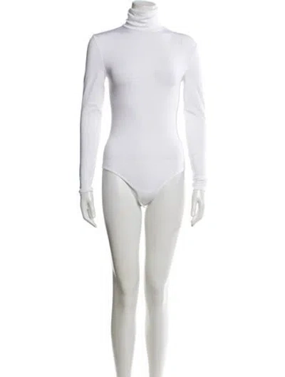 Pre-owned Wolford Turtleneck Long Sleeve Bodysuit In White