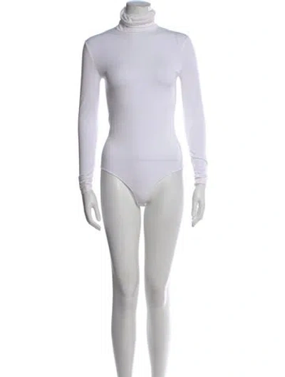 Pre-owned Wolford Turtleneck Long Sleeve Bodysuit In White