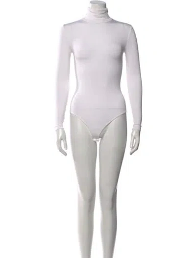 Pre-owned Wolford Turtleneck Long Sleeve Bodysuit In White