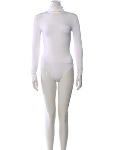 Pre-owned Wolford Turtleneck Long Sleeve Bodysuit In White
