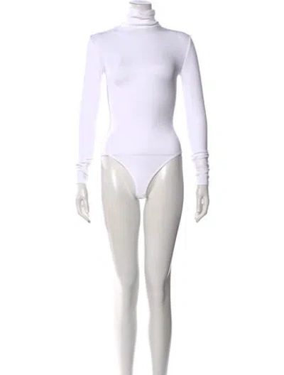 Pre-owned Wolford Turtleneck Long Sleeve Bodysuit In White