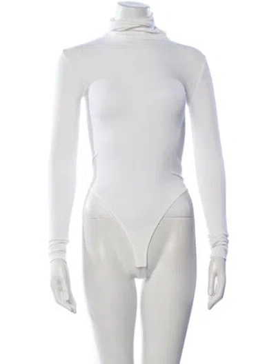 Pre-owned Wolford Turtleneck Long Sleeve Bodysuit In White