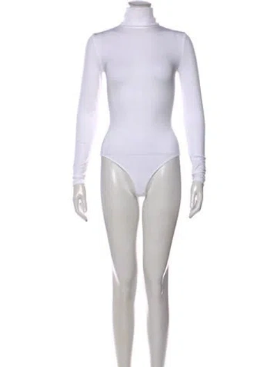 Pre-owned Wolford Turtleneck Long Sleeve Bodysuit In White