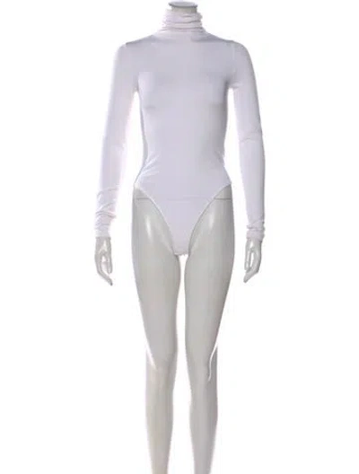 Pre-owned Wolford Turtleneck Long Sleeve Bodysuit In White