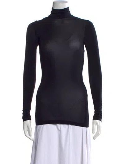 Pre-owned Wolford Turtleneck Long Sleeve Top In Black